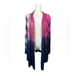 ONE WORLD Pink and Blue‎ Gradient Cardigan